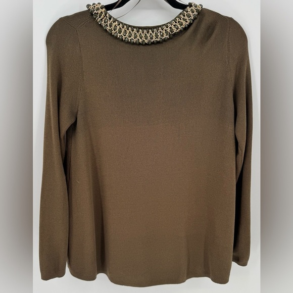 Zara Knit Beaded Scoop Neck Long Sleeve Blouse - Picture 4 of 11